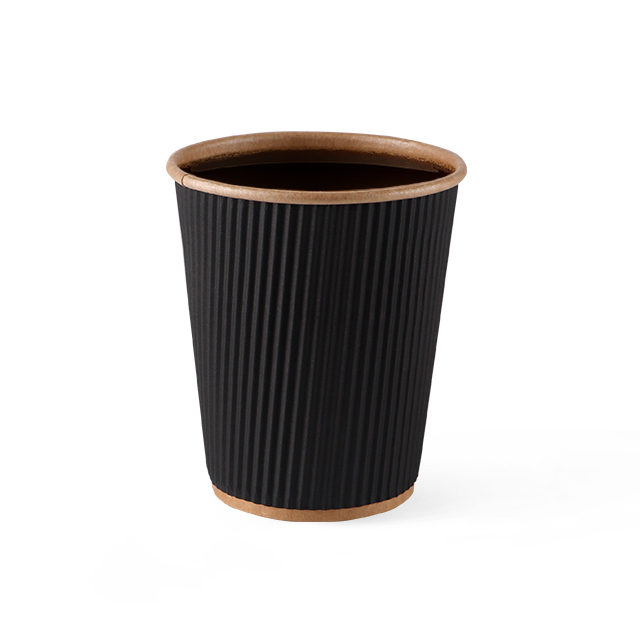 Eco friendly disposable customized black ripple wall paper cups