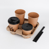 Disposable Carry Out Cup Holder for Hot Cold Drinks Kraft Corrugated coffee Cup tray 1cup 2cup 4Cup Carriers Cardboard