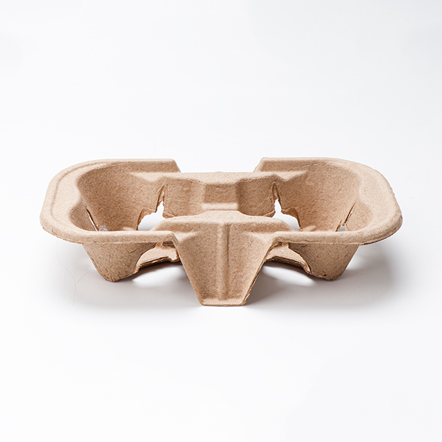 Take Away Disposable & Recyclable Paper Pulp Tray 2 Cup Holder