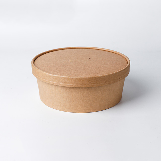 44OZ Biodegradable Custom Printed Disposable Kraft Paper Salad Bowl Compostable Paper Bowl With Lids