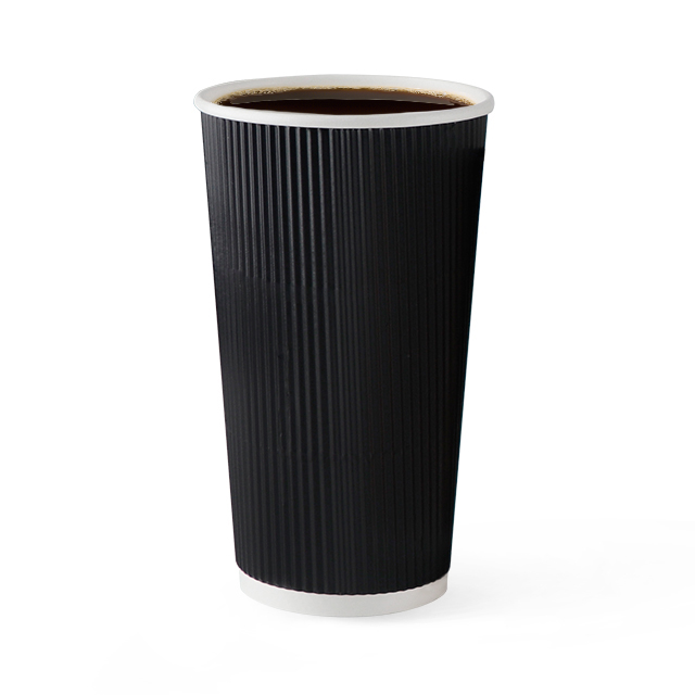 Eco friendly disposable customized black ripple wall paper cups