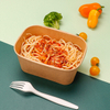 Disposable Packing Custom Kraft Square Salad Biodegradable Fruit Rectangular Paper Bowl With Lid