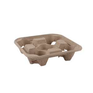 Compostable take away 4 pack pulp holder tray