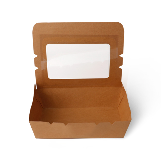 Disposable kraft sticker window oil-proof packing box rectangle