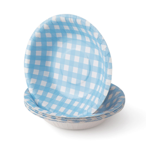 Disposable Blue Checkered Paper Plate 