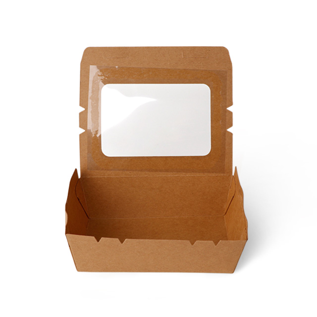 Disposable kraft sticker window oil-proof packing box rectangle