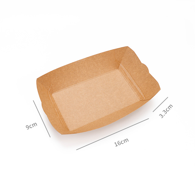 Disposable Kraft Cardboard Food containers, Chips Snacks Takeaway paper boat tray