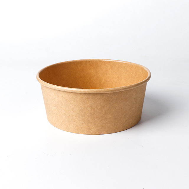 20OZ Biodegradable Custom Printed Disposable Kraft Paper Salad Bowl Compostable Paper Bowl With Lids