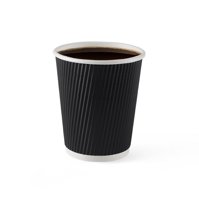 Eco friendly disposable customized black ripple wall paper cups