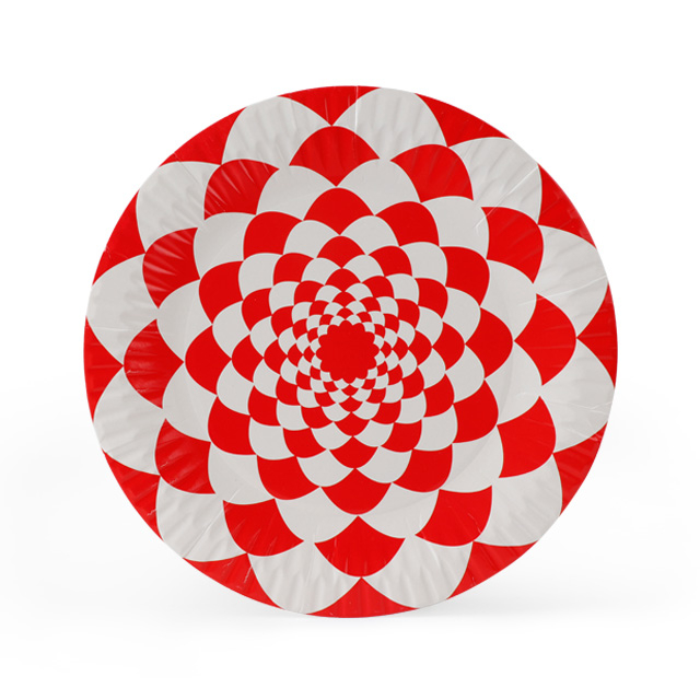 Disposable Red Radial Pattern Paper Plate