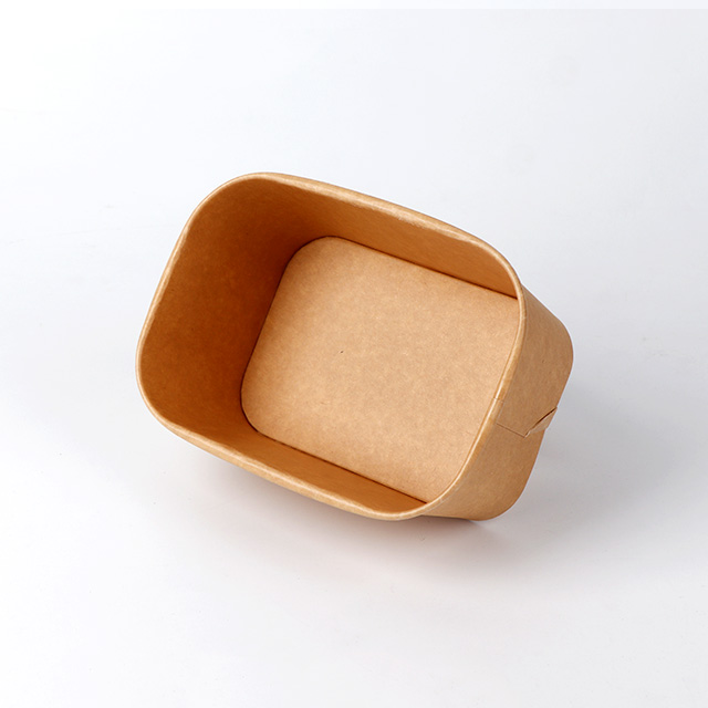 Disposable Packing Custom Kraft Square Salad Biodegradable Fruit Rectangular Paper Bowl With Lid