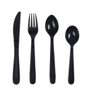 Disposable black PP plastic knife and fork set