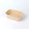  500ml Logo Printed Eco friendly Take Away Rectangle Bamboo Paper Bowl with Lids