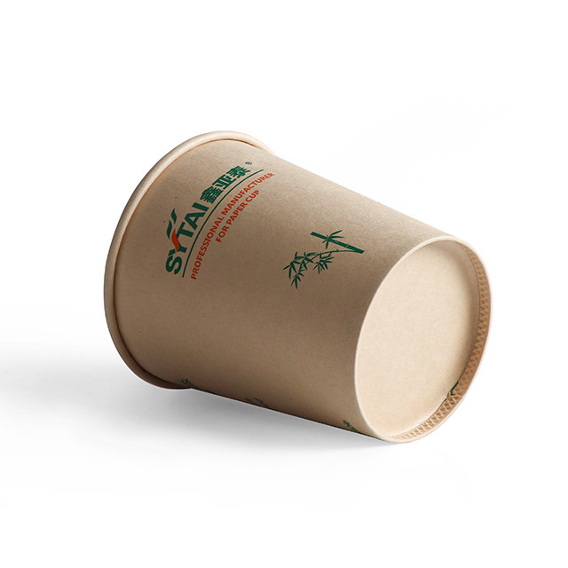 Custom Logo Disposable Single Wall Compostable Bamboo Paper Cup For Hot Drinks