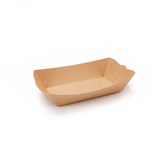 Disposable Kraft Cardboard Food containers, Chips Snacks Takeaway paper boat tray