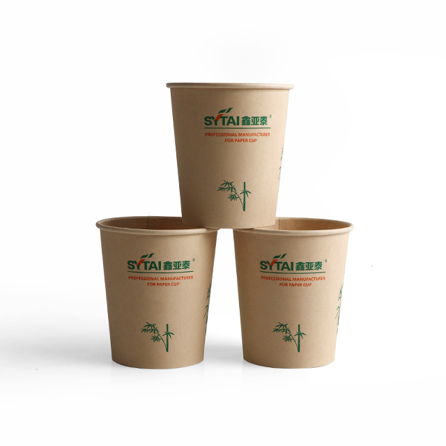 Custom Logo Disposable Single Wall Compostable Bamboo Paper Cup For Hot Drinks