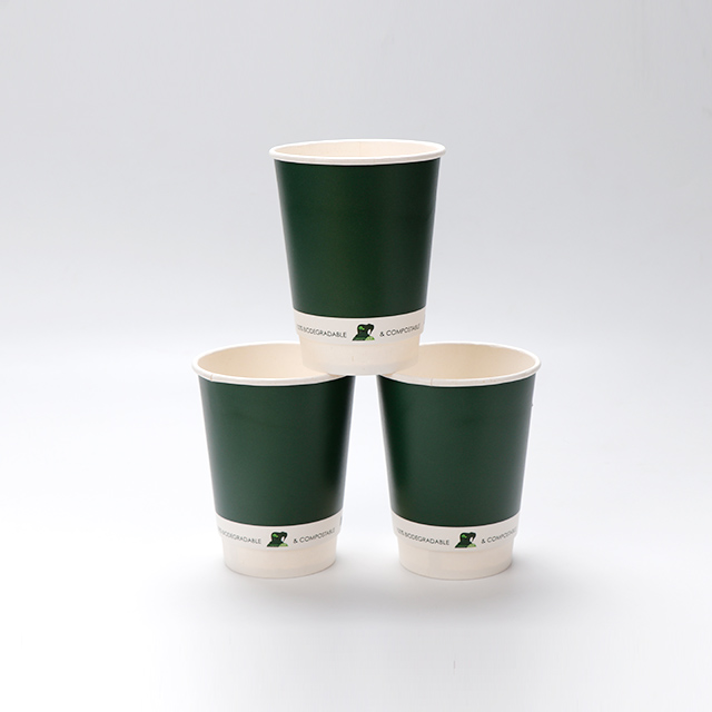 Customized Compostable Water Based Coating 12oz Double Wall Paper Cup 