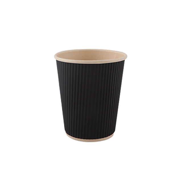 8oz inner kraft out black ripple wall paper cup