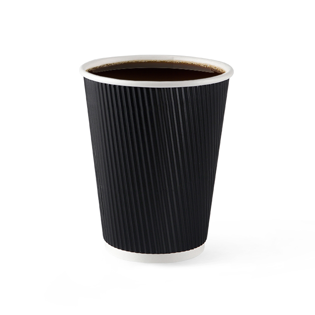 Eco friendly disposable customized black ripple wall paper cups