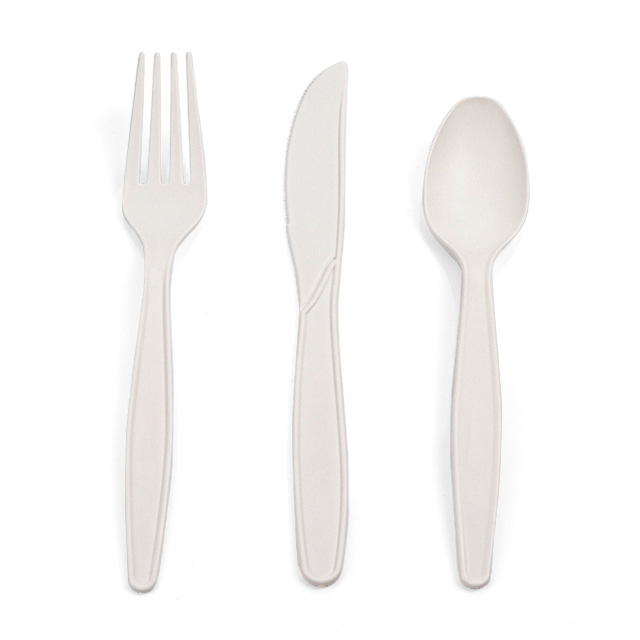 Disposable Biodegradable PLA Corn Starch Knife, Fork and Spoon