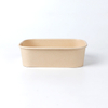  500ml Logo Printed Eco friendly Take Away Rectangle Bamboo Paper Bowl with Lids