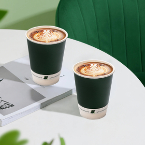 Customized Compostable Water Based Coating 12oz Double Wall Paper Cup 