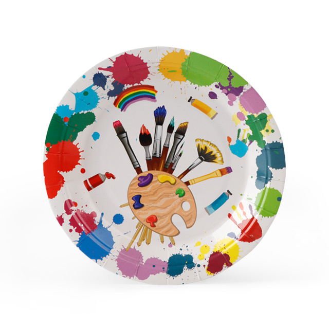 Disposable Watercolor Pencil Pattern Paper Plate