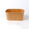 Disposable Packing Custom Kraft Square Salad Biodegradable Fruit Rectangular Paper Bowl With Lid