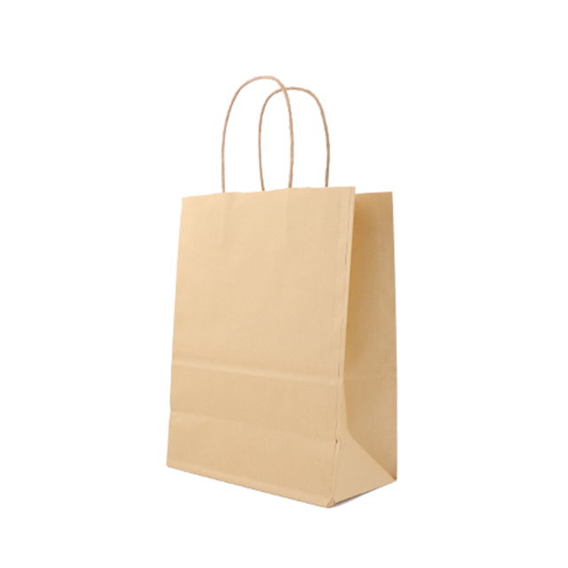 Compostable medium size kraft paper bag with handles