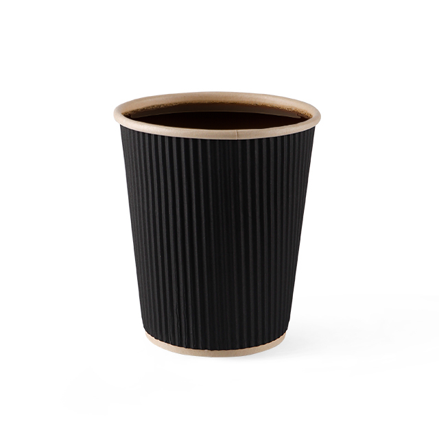 Eco friendly disposable customized black ripple wall paper cups