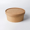 Custom Logo Printed Disposable Round Kraft 1300ml Paper Salad Bowl With Pet Lid For Food Noodle