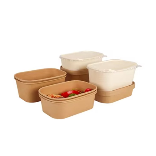 Disposable Rectangular Ppaper Bowl With Lid