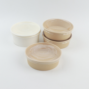 Large Salad Bowl With Lid 1500ml Disposable Kraft Salad Bowl