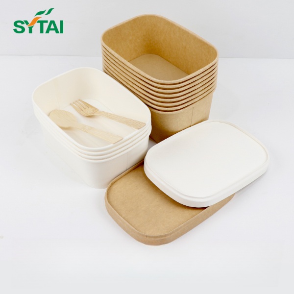 750ml Kraft Paper Square Salad Bowl 