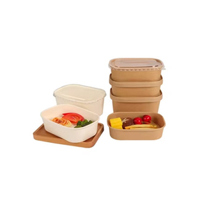 Disposable Rectangular Ppaper Bowl With Lid