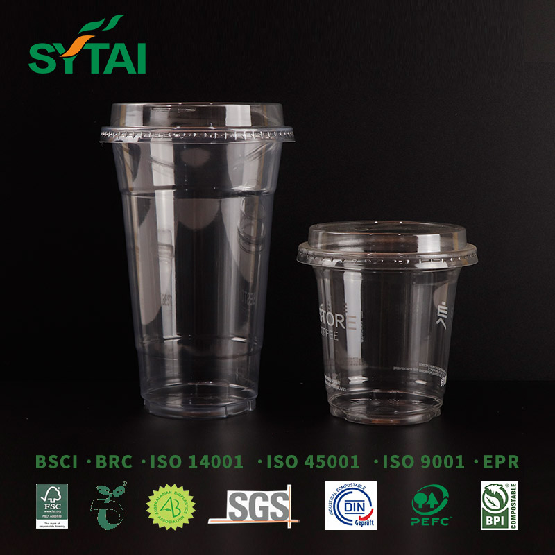 Clear PET Cups with Dome Lids for Iced Coffee Cold Drinks