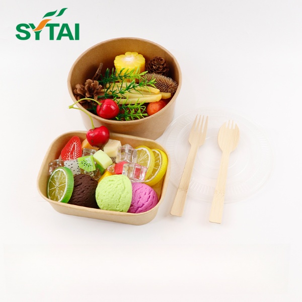1000ml Kraft Paper Salad Bowls With Lids
