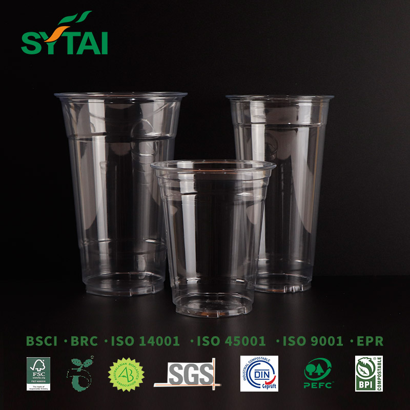 Clear PET Cups with Dome Lids for Iced Coffee Cold Drinks